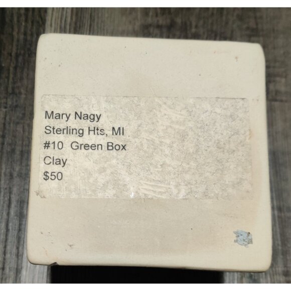 Vtg MCM Studio Pottery Green Earthtone Square Trinket Slab Box 4.5x4.5x6.5" - Picture 10 of 10